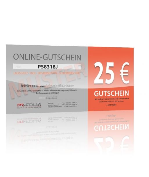 GUTSCHEIN - 25 Euro für Lackschutz Ladekantenschutz Einstiegsleisten