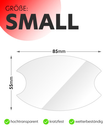 SHOP I Lackschutz Einstiegsleisten Transparent (150µm) Griffmulden Form  Auswahl SMALL (85 x 55 mm)