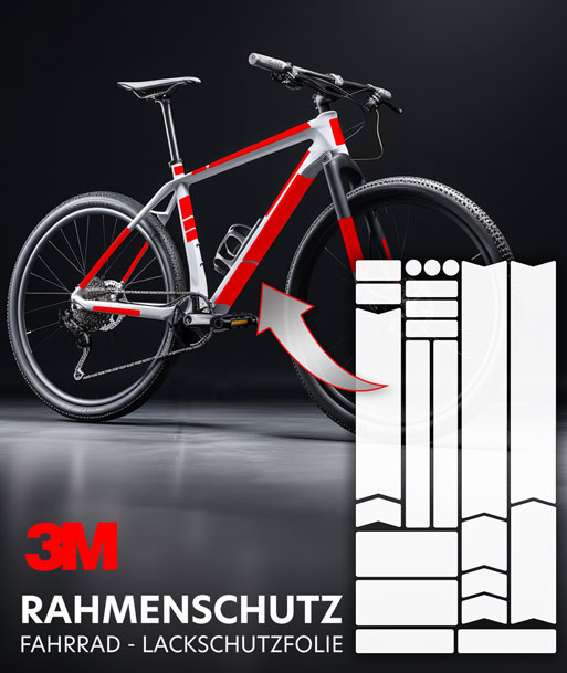 3M™ Fahrrad Lackschutzfolie Rahmenschutz Universal Set 22-Teilig- Mountainbike, MTB, Trekkingrad, Rennrad, Alltagsrad
