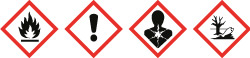 Kennbuchstabe und Gefahrenbezeichnung: GHS02 (Flamme)GHS07 (Ausrufezeichen)GHS08 (Gesundheitsgefahr)GHS09 (Umwelt)
